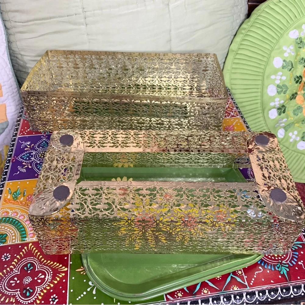 MCM Gold Tissue Box Holder